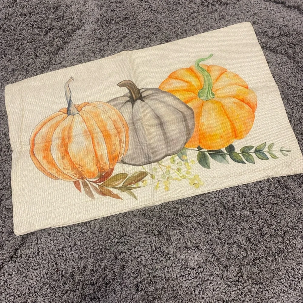 Autumn Pumpkin Decorative Throw Pillow Cover-Orange & Gray
